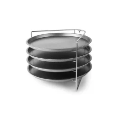 Support avec 4 plaques à pizza acier antiadhésif