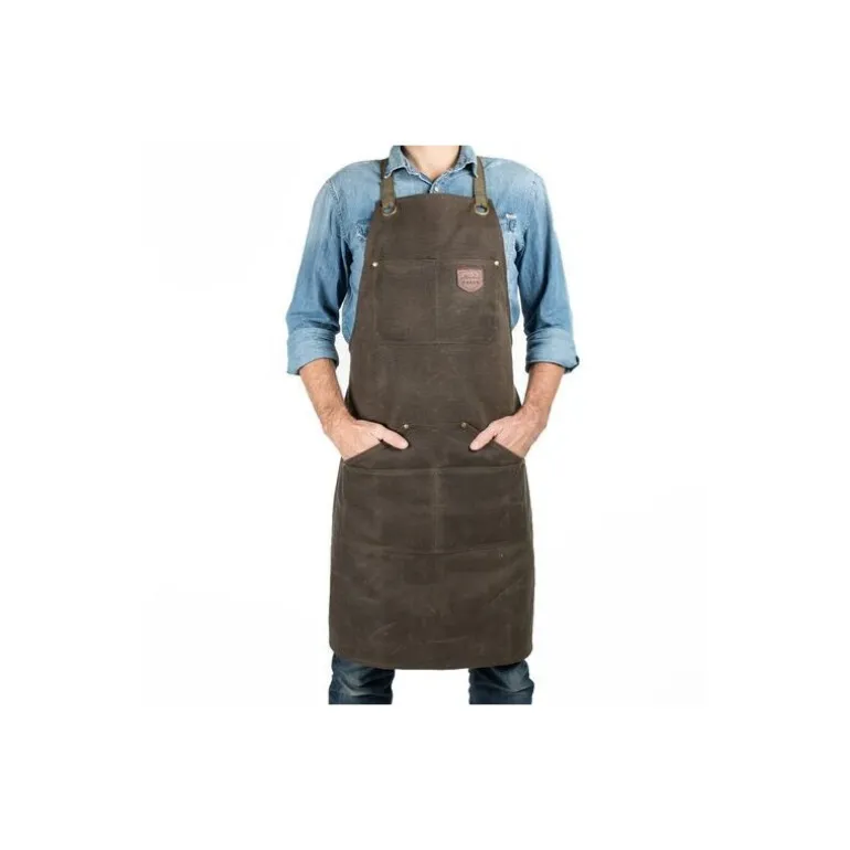 Tablier coton waxé N°515 vert olive