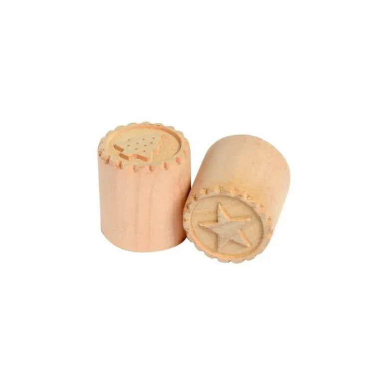 Tampon à biscuit double face étoile et sapin