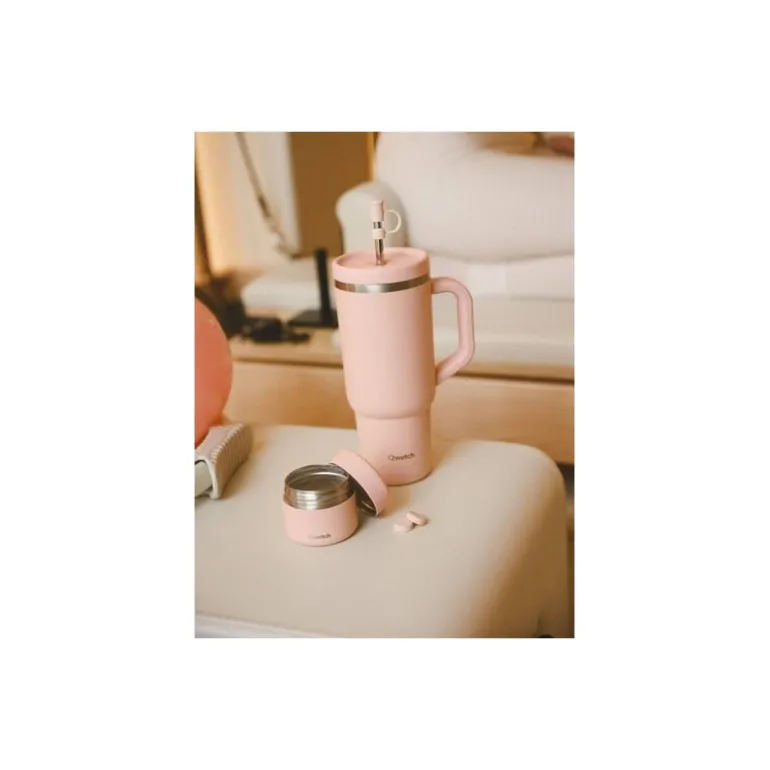 Travel cup isotherme bouchon étanche rose pastel 90 cl