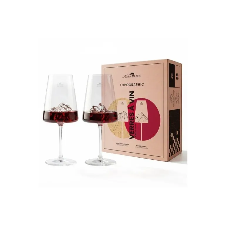 Verre a vin Topographic Mont blanc et Mont Everest - par 2