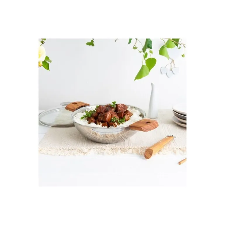 Wok inox Cristel Casteline 28 cm poignée amovible